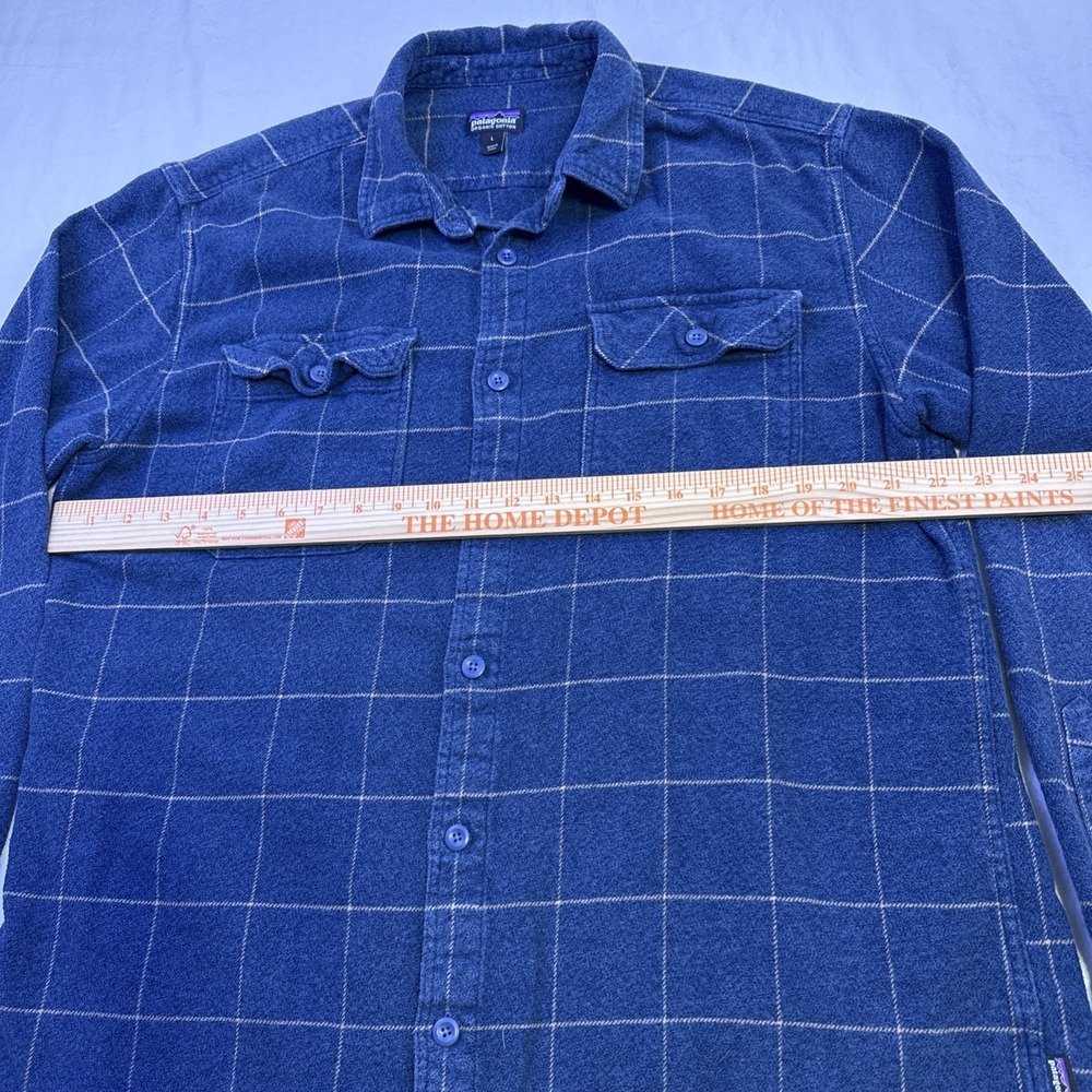 Patagonia Mens Fjord Flannel Shirt MENS LARGE Organic WINDOWPAINE BLUE GRAY - Picture 6 of 8